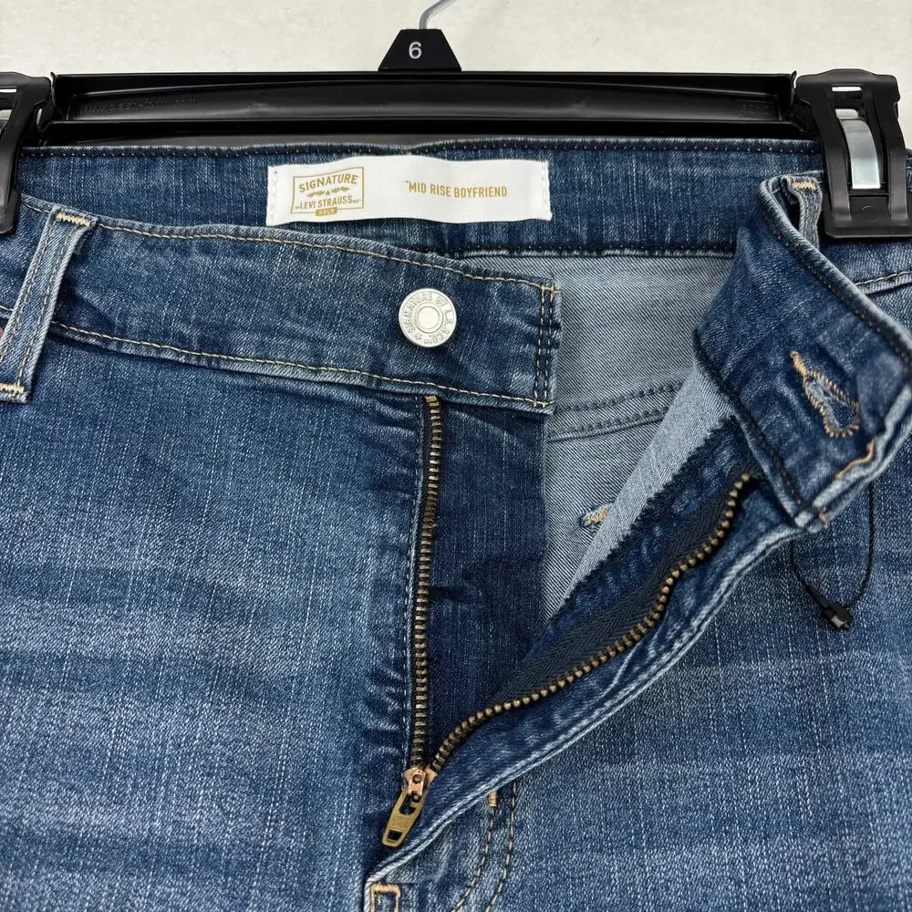 Levi Signature Slim Boyfriend Ankle Jeans Mid Rise Size 24 Stretch Denim Cuffed
